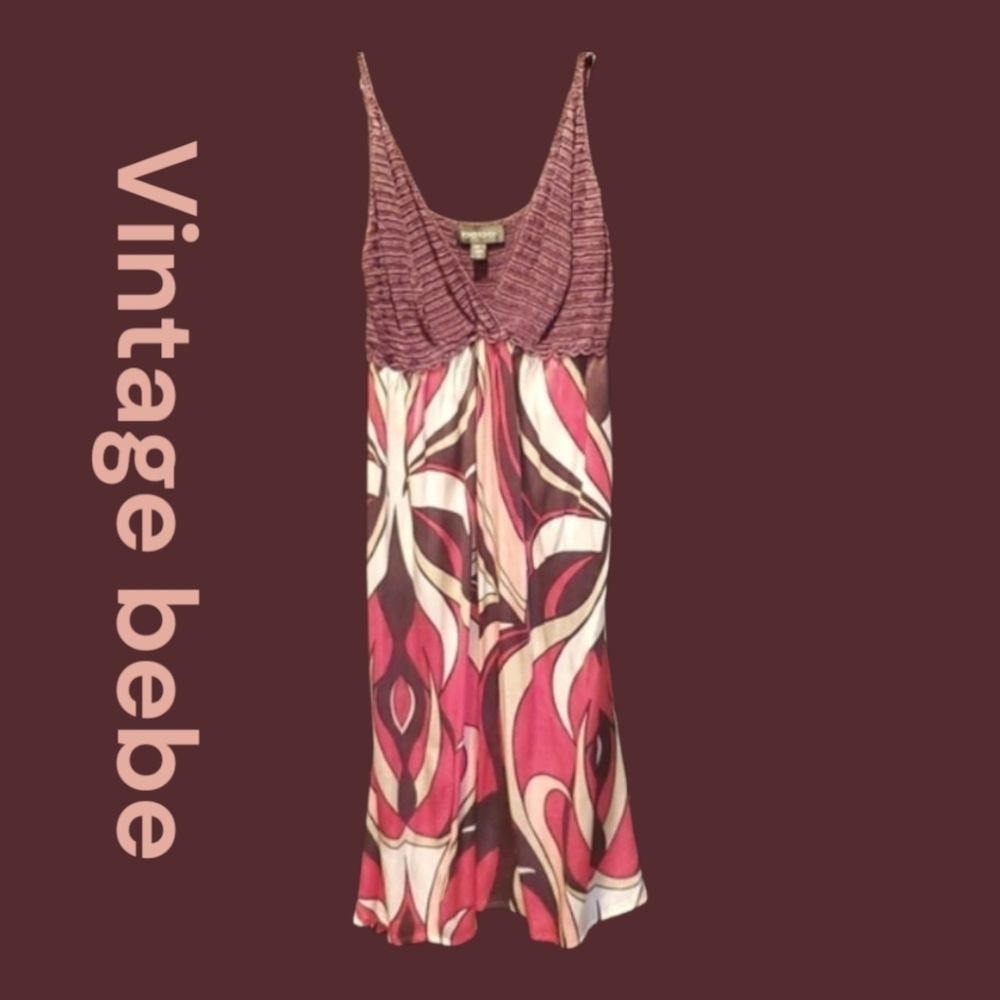 BEBE Vintage Silk, Sleeveless, Tank Dress Size Medium